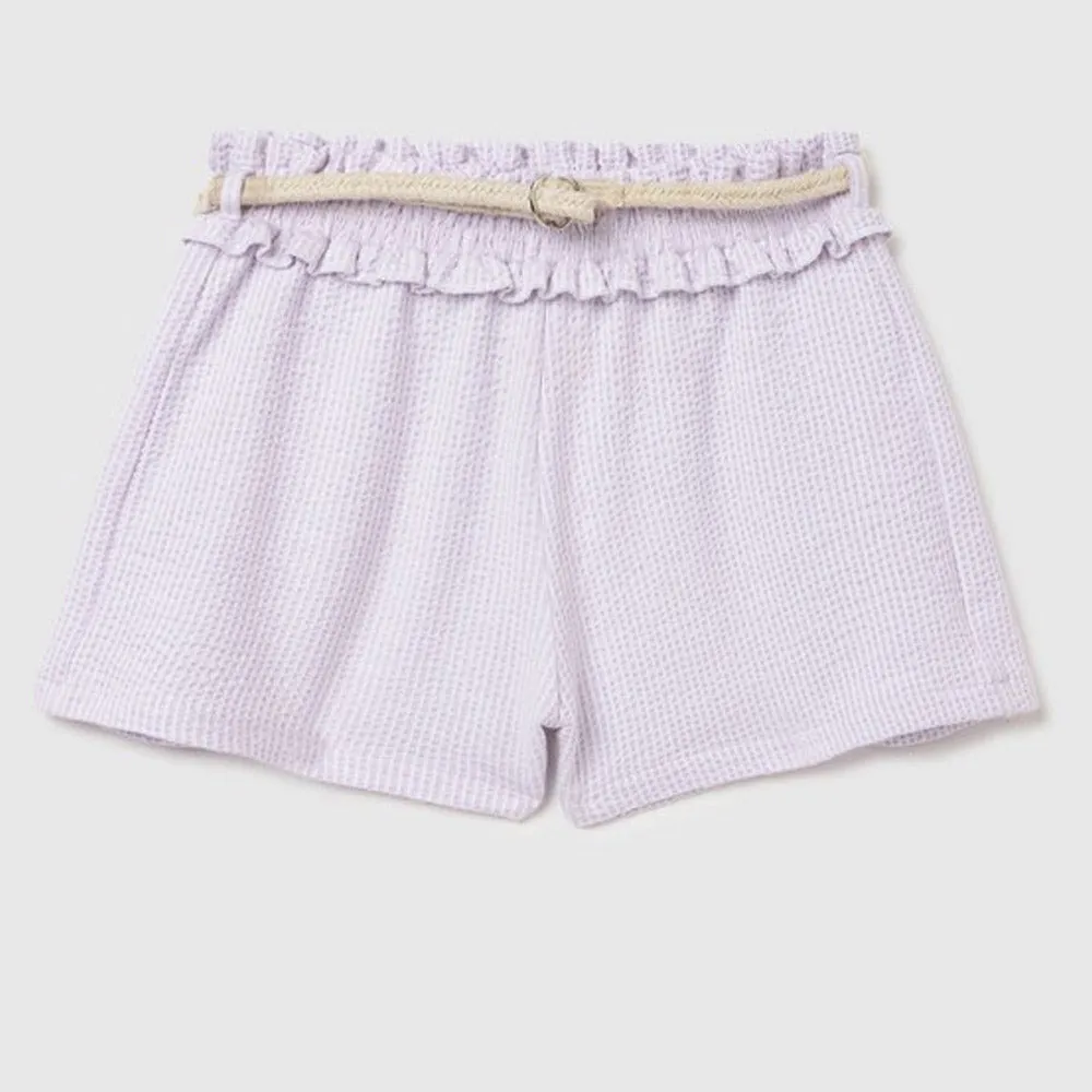Purple Striped Mid Rise Shorts