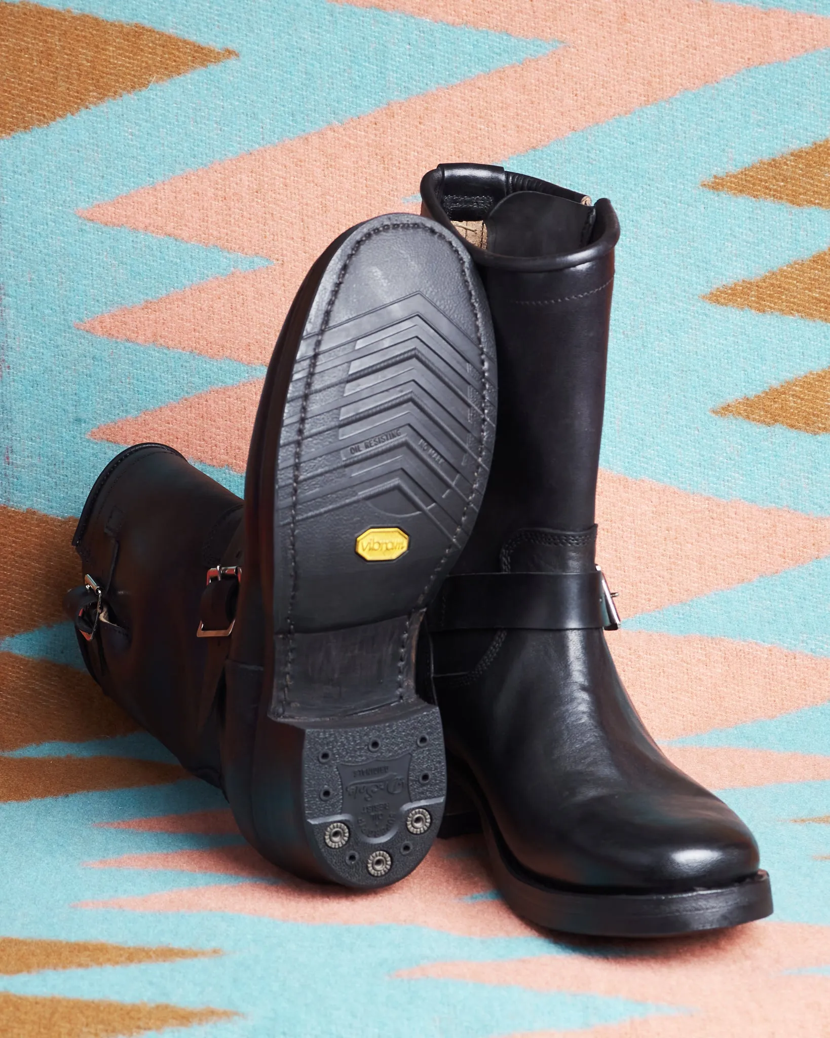 Råland Bootmaker Engineer Boots Horsehide Black Handmade In Sweden
