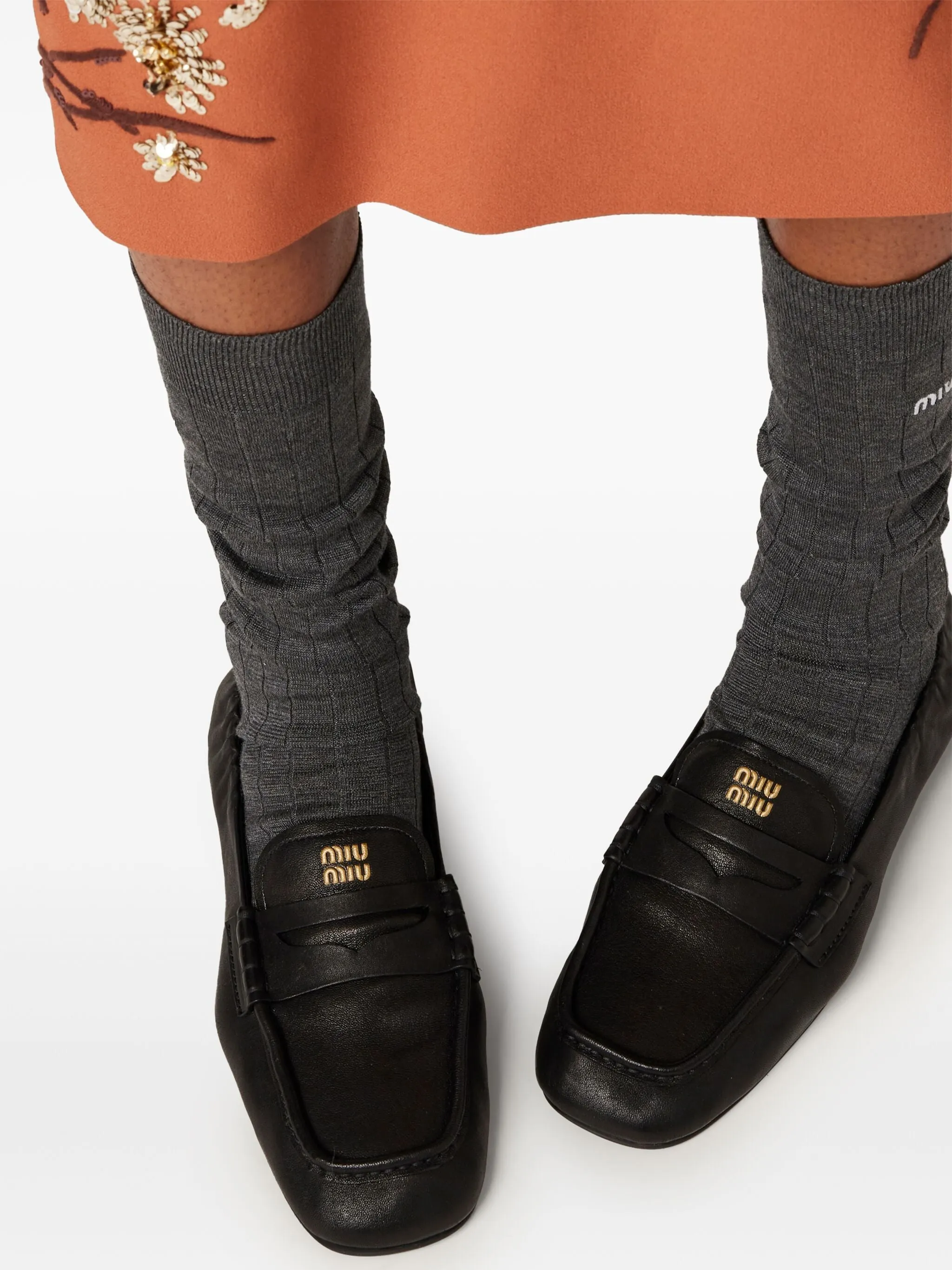 ruches nappa leather loafers