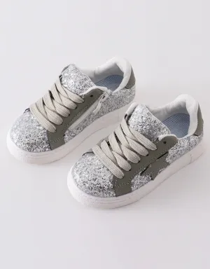 SILVER GLITTER STAR SNEAKERS