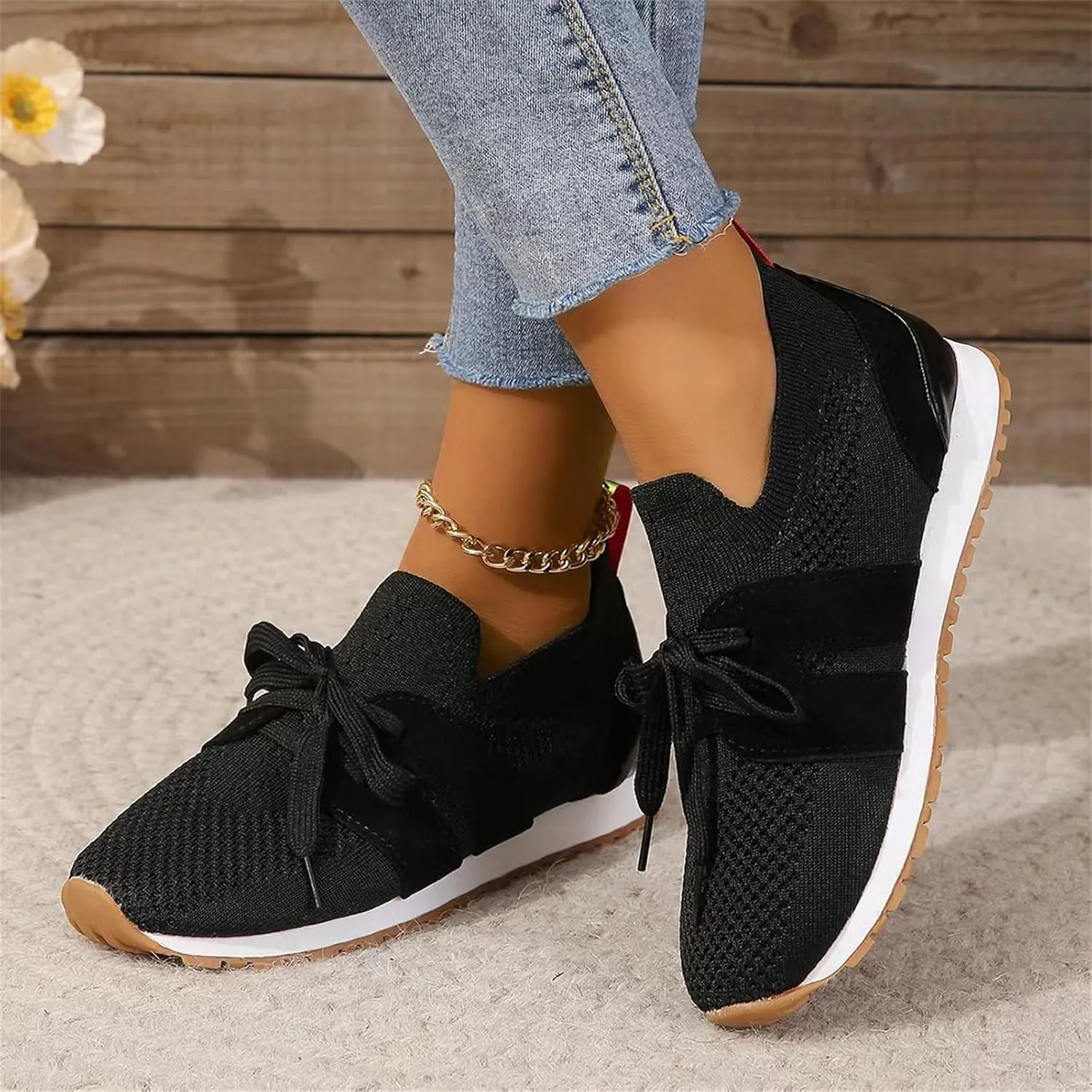 Slip On Sneakers Women Arch Support Loafer Shoes Mesh Casual Walking Sneakers Round Toe Memory Foam Running Shoes