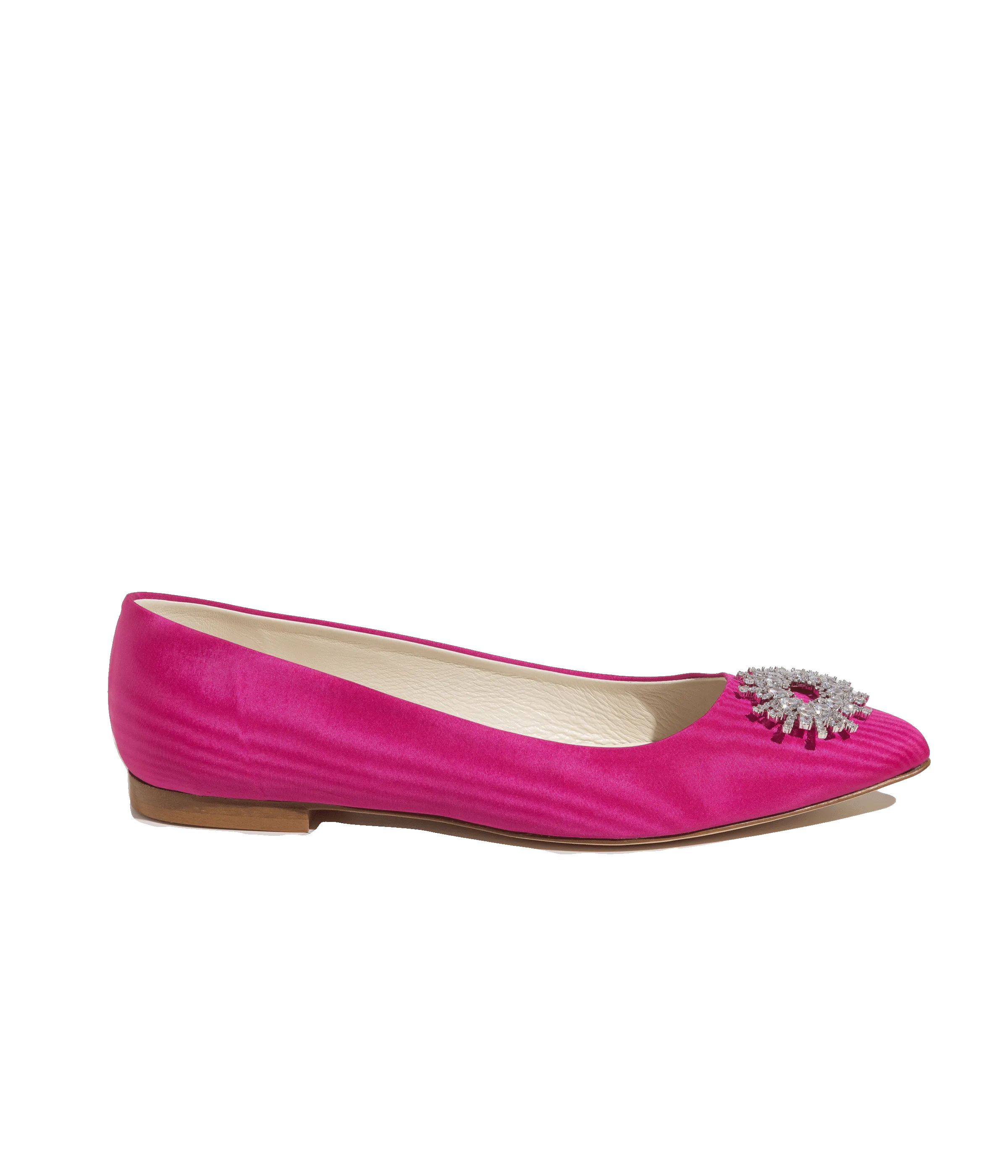 Stevie Ballerina Flats in Pink Silk Moiré
