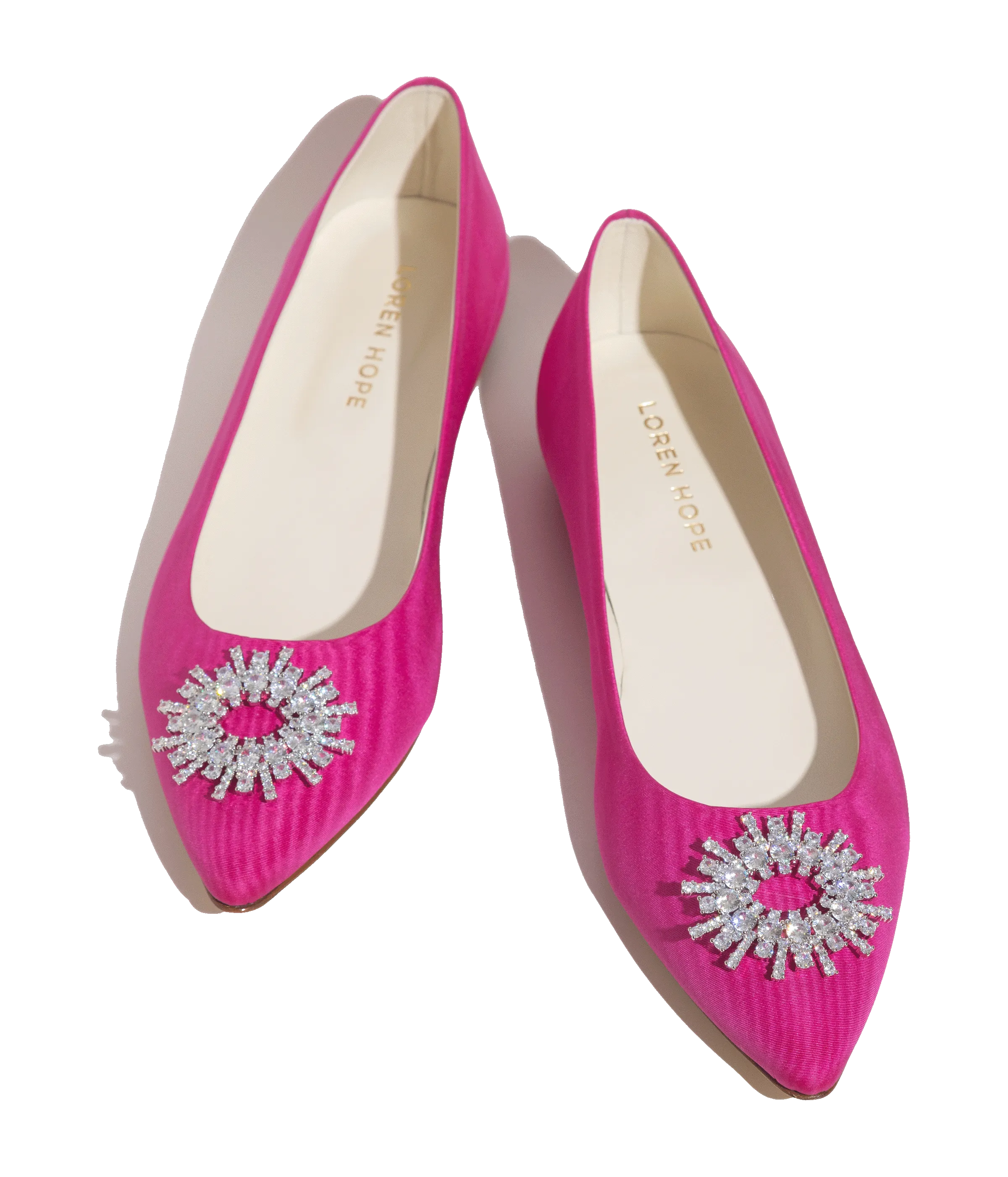 Stevie Ballerina Flats in Pink Silk Moiré