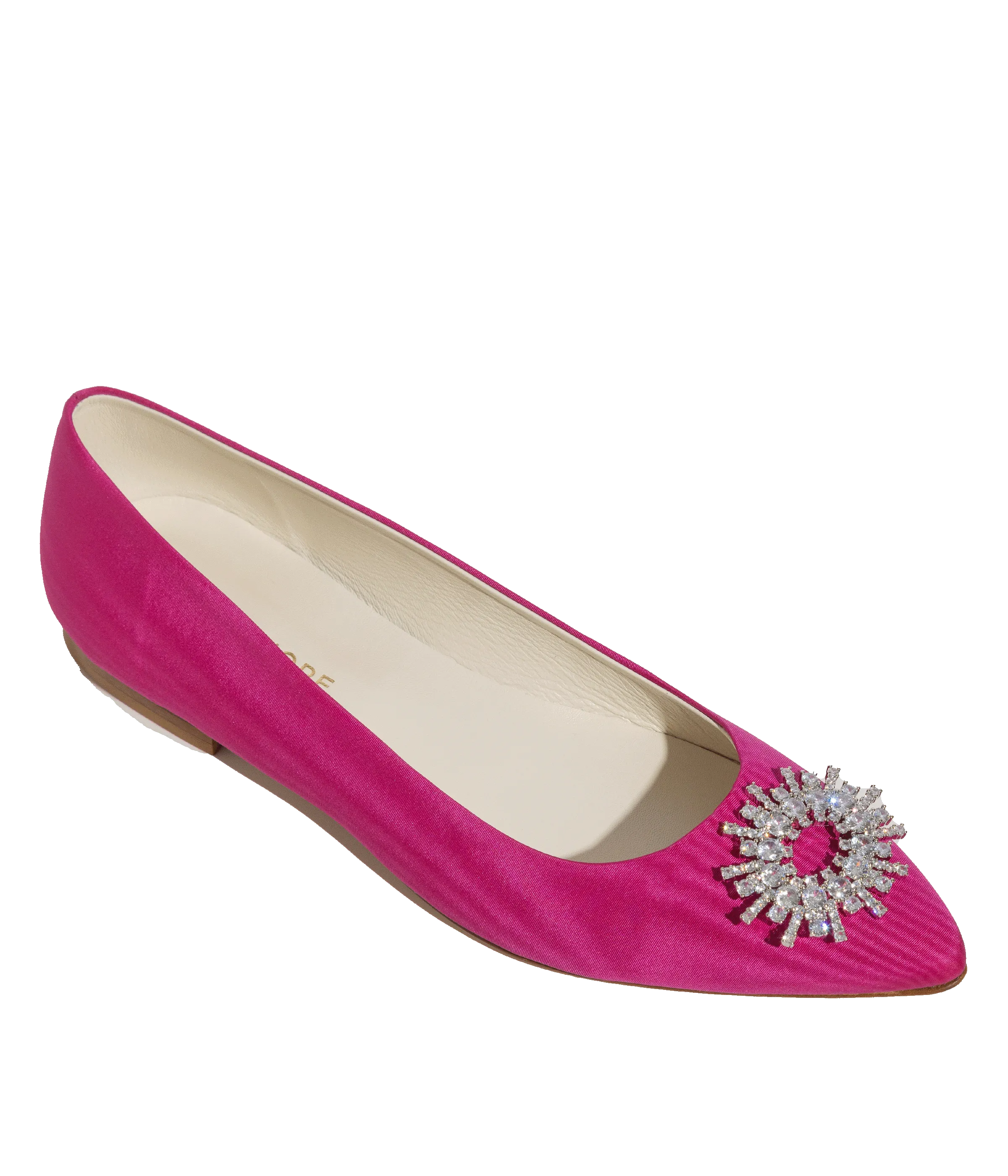 Stevie Ballerina Flats in Pink Silk Moiré