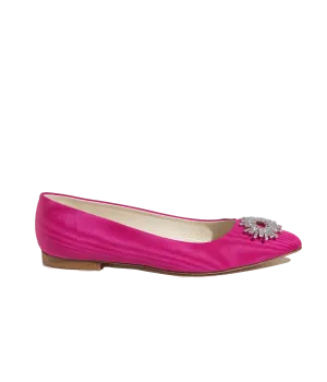 Stevie Ballerina Flats in Pink Silk Moiré