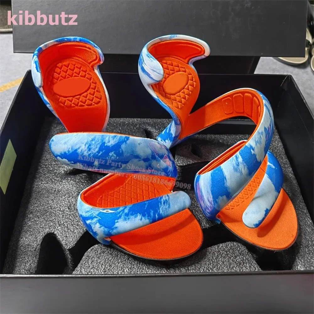 Strange Heels Slippers Clip Toe Twist Patent Leather Solid Color Slip-On Fashion Runaway Show Novelty Concise Sexy Summer Shoes