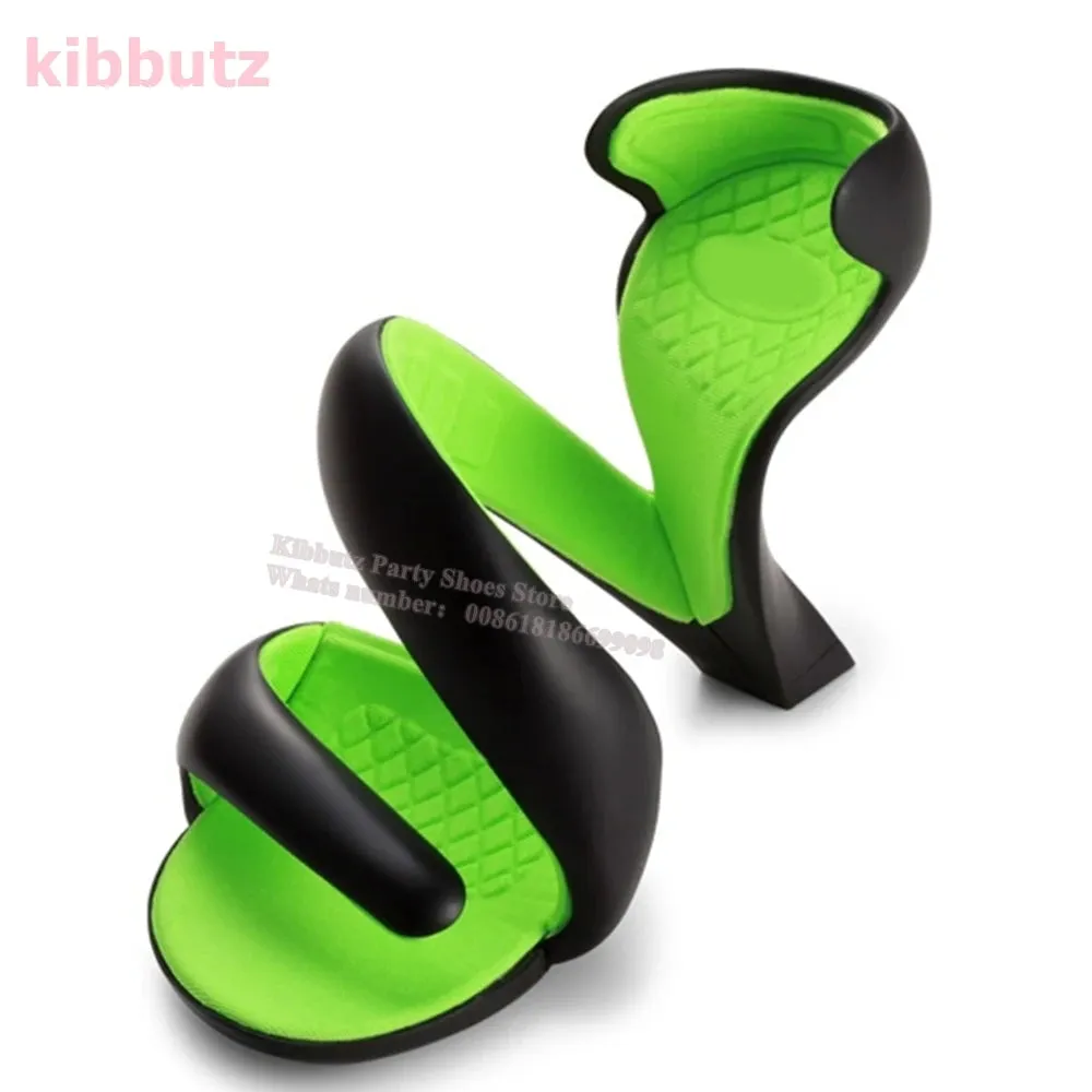 Strange Heels Slippers Clip Toe Twist Patent Leather Solid Color Slip-On Fashion Runaway Show Novelty Concise Sexy Summer Shoes