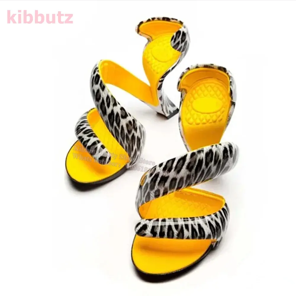 Strange Heels Slippers Clip Toe Twist Patent Leather Solid Color Slip-On Fashion Runaway Show Novelty Concise Sexy Summer Shoes