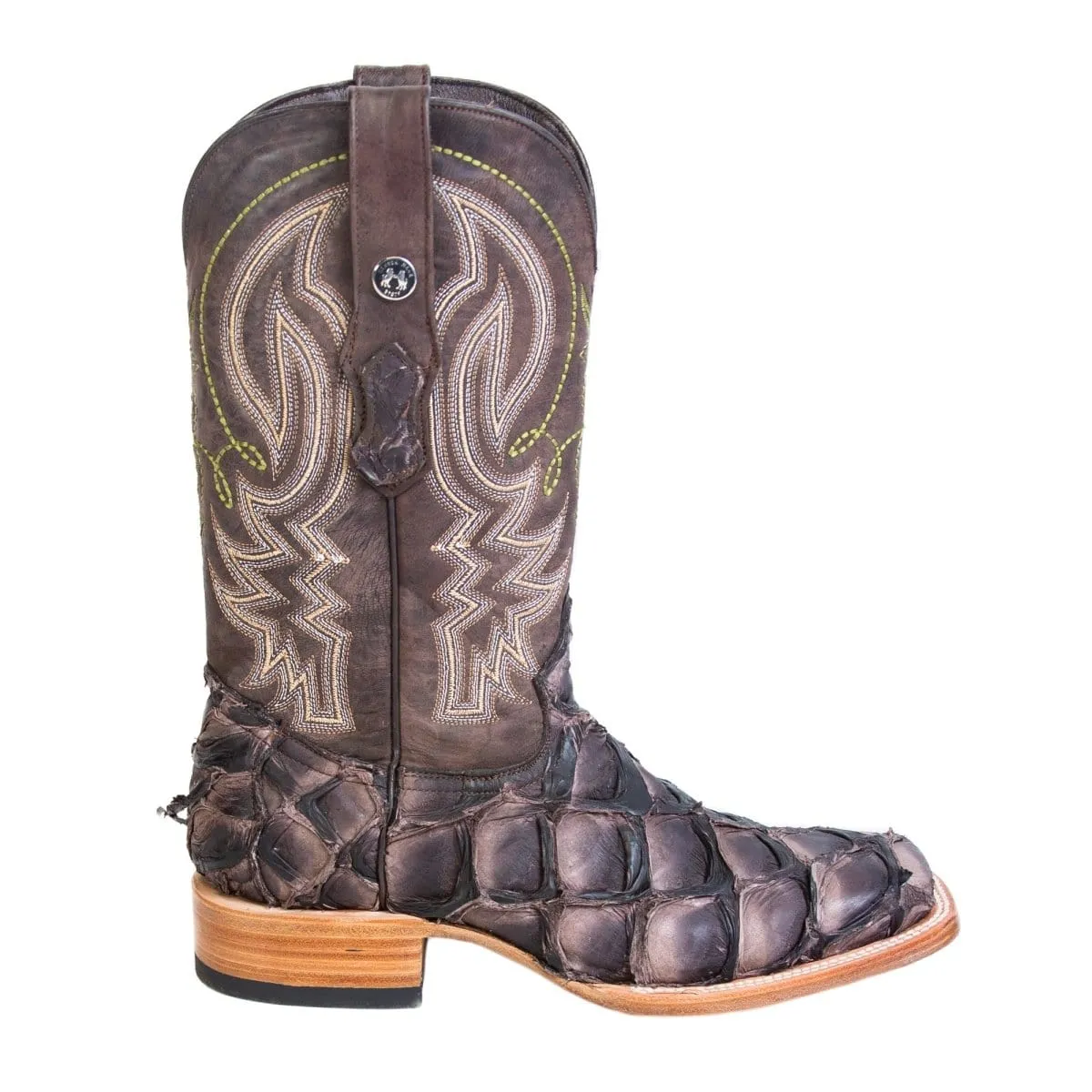 Tanner Mark Men's Genuine Monster Fish Square Toe Boots Chocolate TMX201319