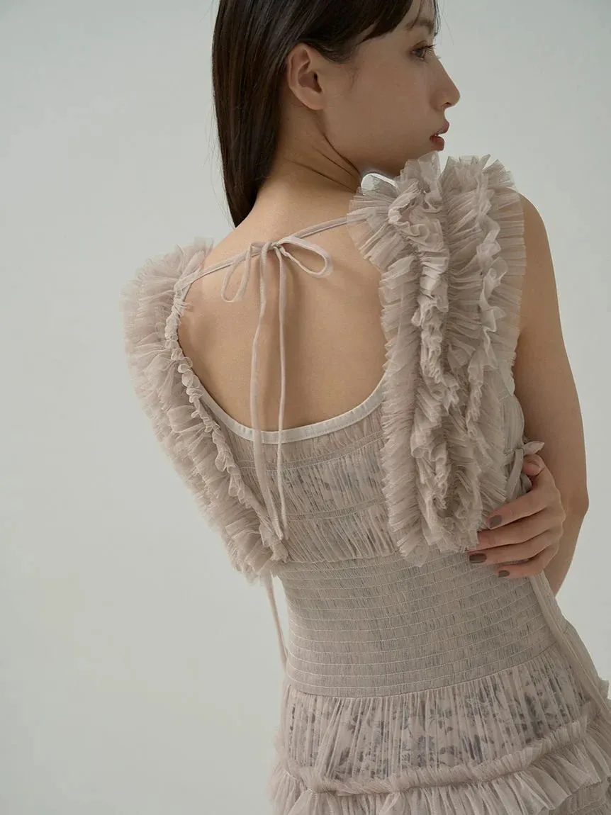 Tiered Smocked Ruffle Sheer Midi Dress