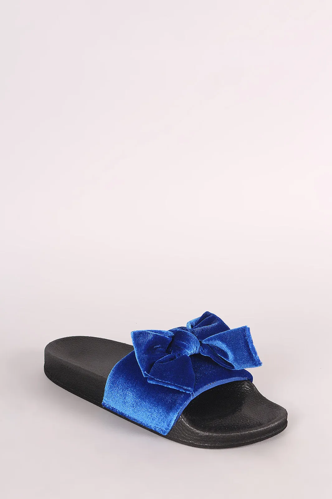Velvet Bow Accent Slide Sandal
