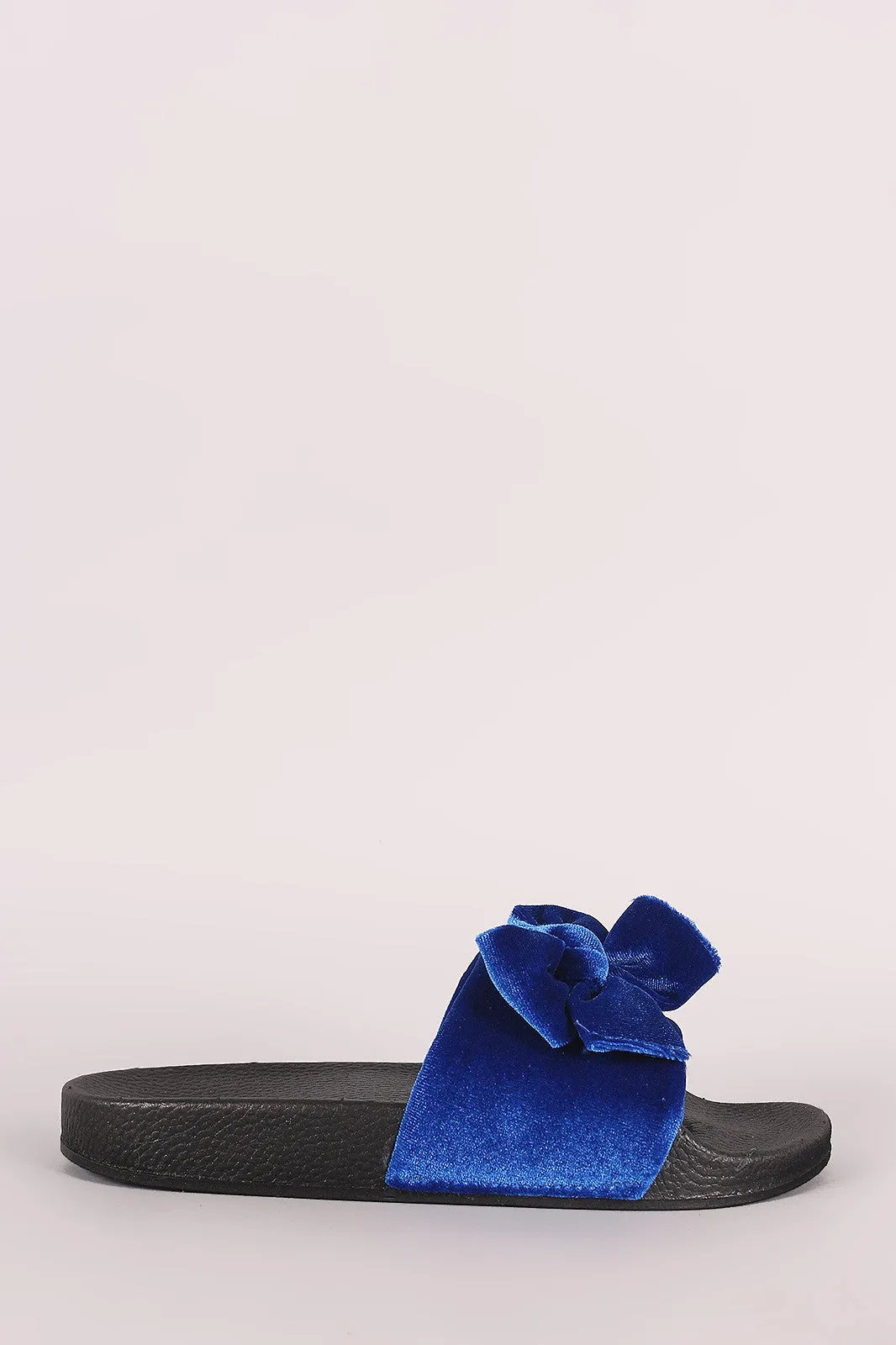 Velvet Bow Accent Slide Sandal