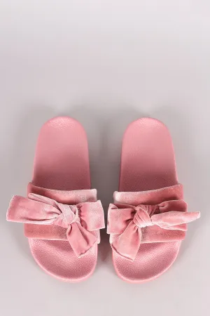 Velvet Bow Accent Slide Sandal