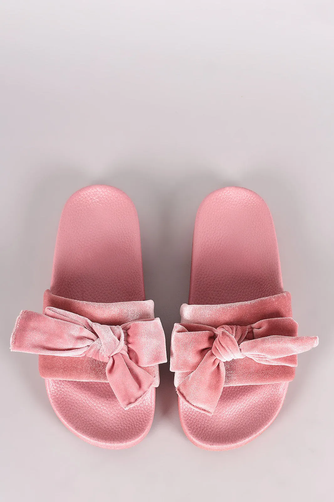 Velvet Bow Accent Slide Sandal