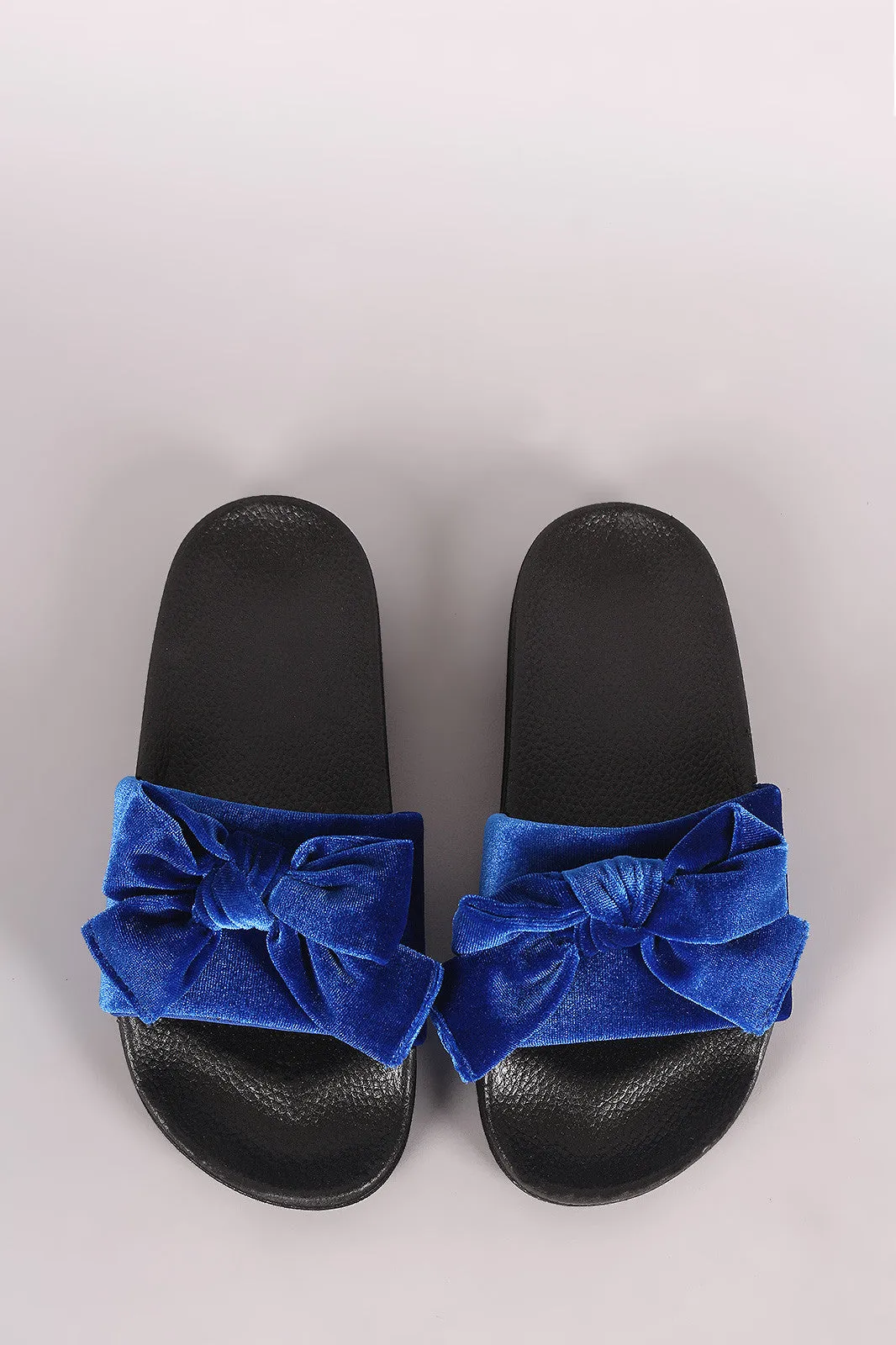 Velvet Bow Accent Slide Sandal