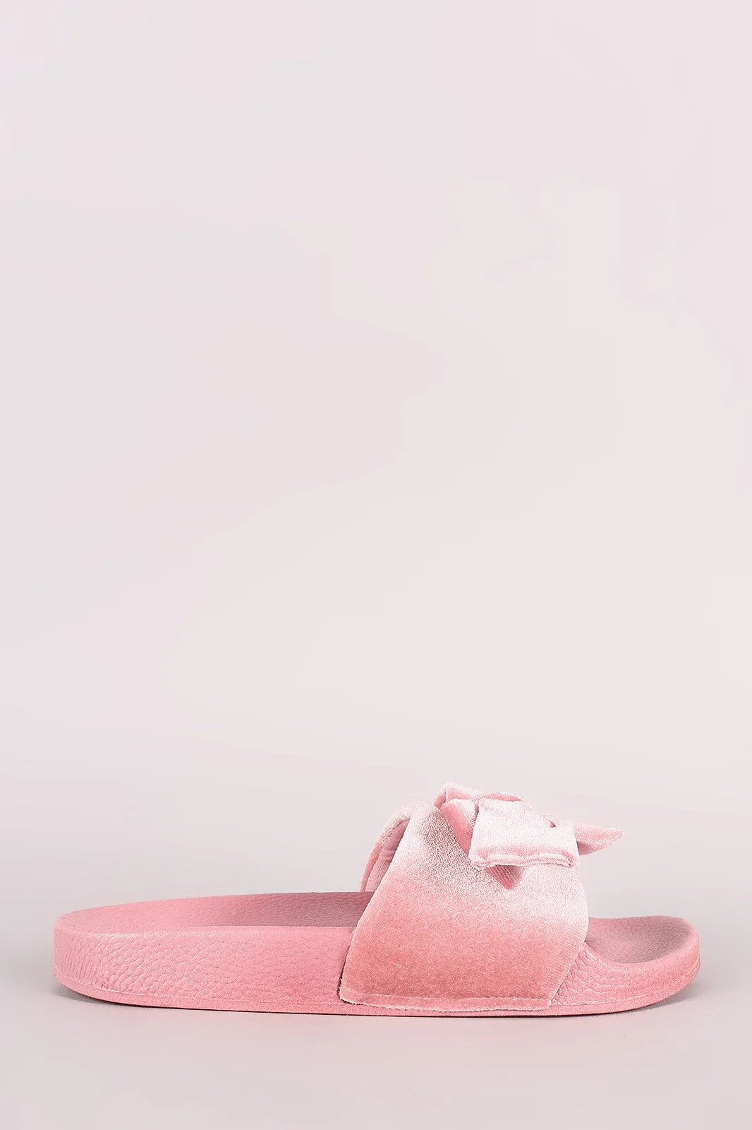 Velvet Bow Accent Slide Sandal