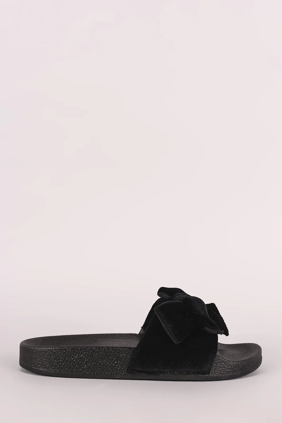 Velvet Bow Accent Slide Sandal