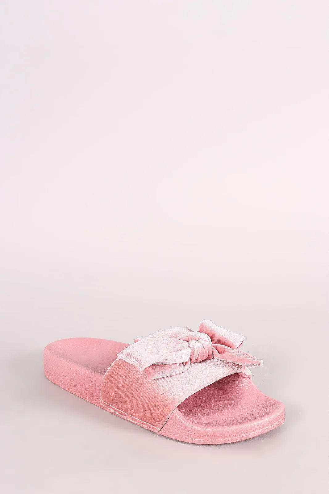 Velvet Bow Accent Slide Sandal