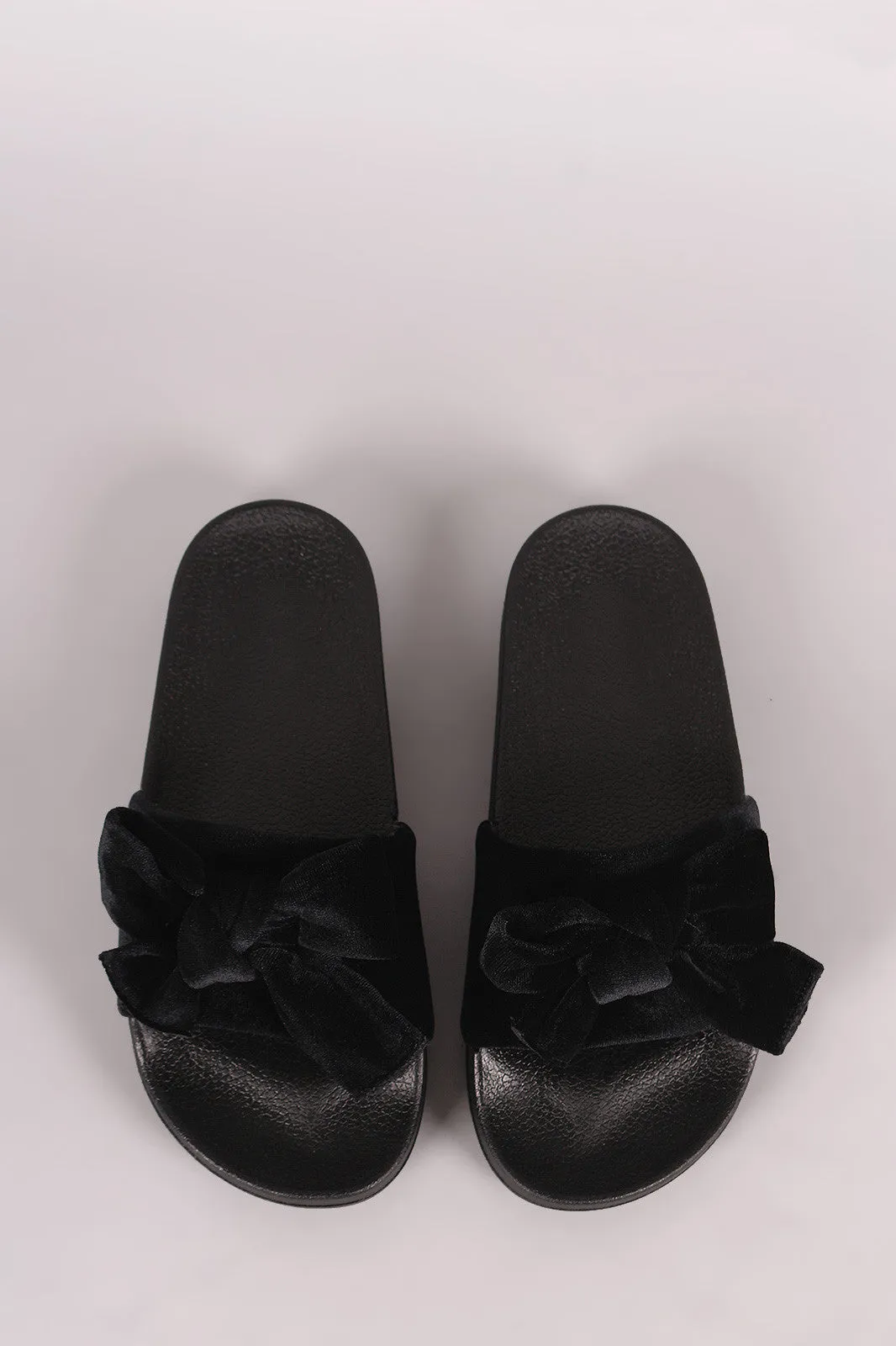 Velvet Bow Accent Slide Sandal