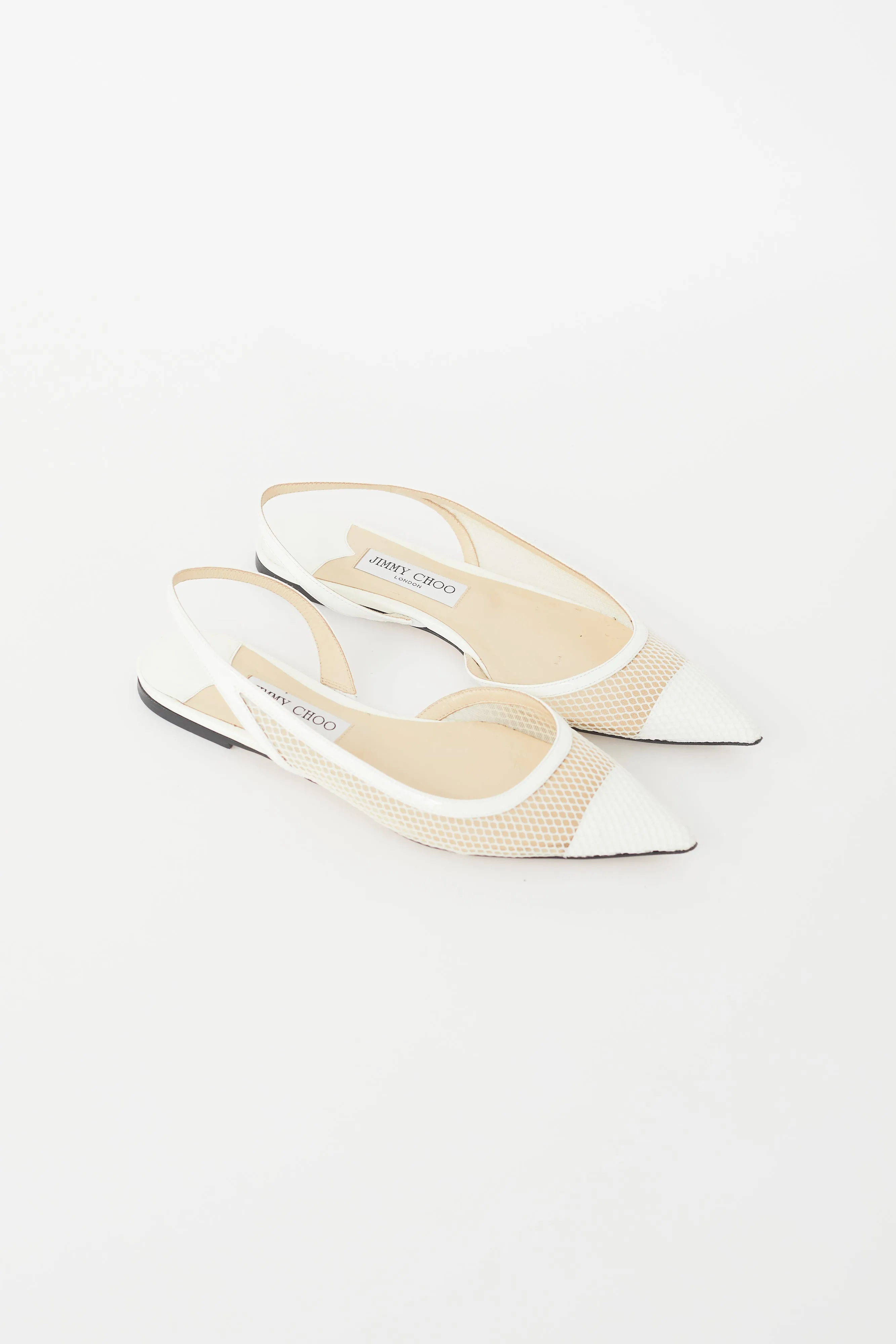 White Mesh Fetto Slingback Flat