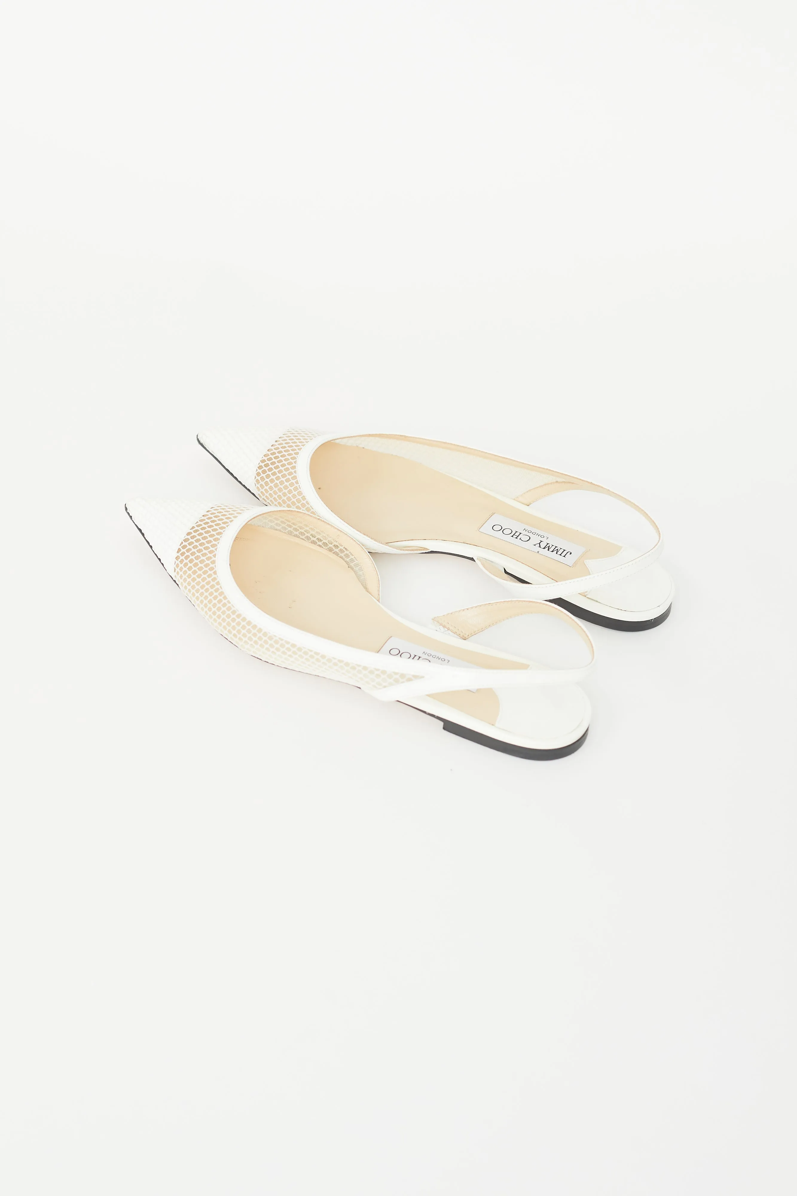 White Mesh Fetto Slingback Flat
