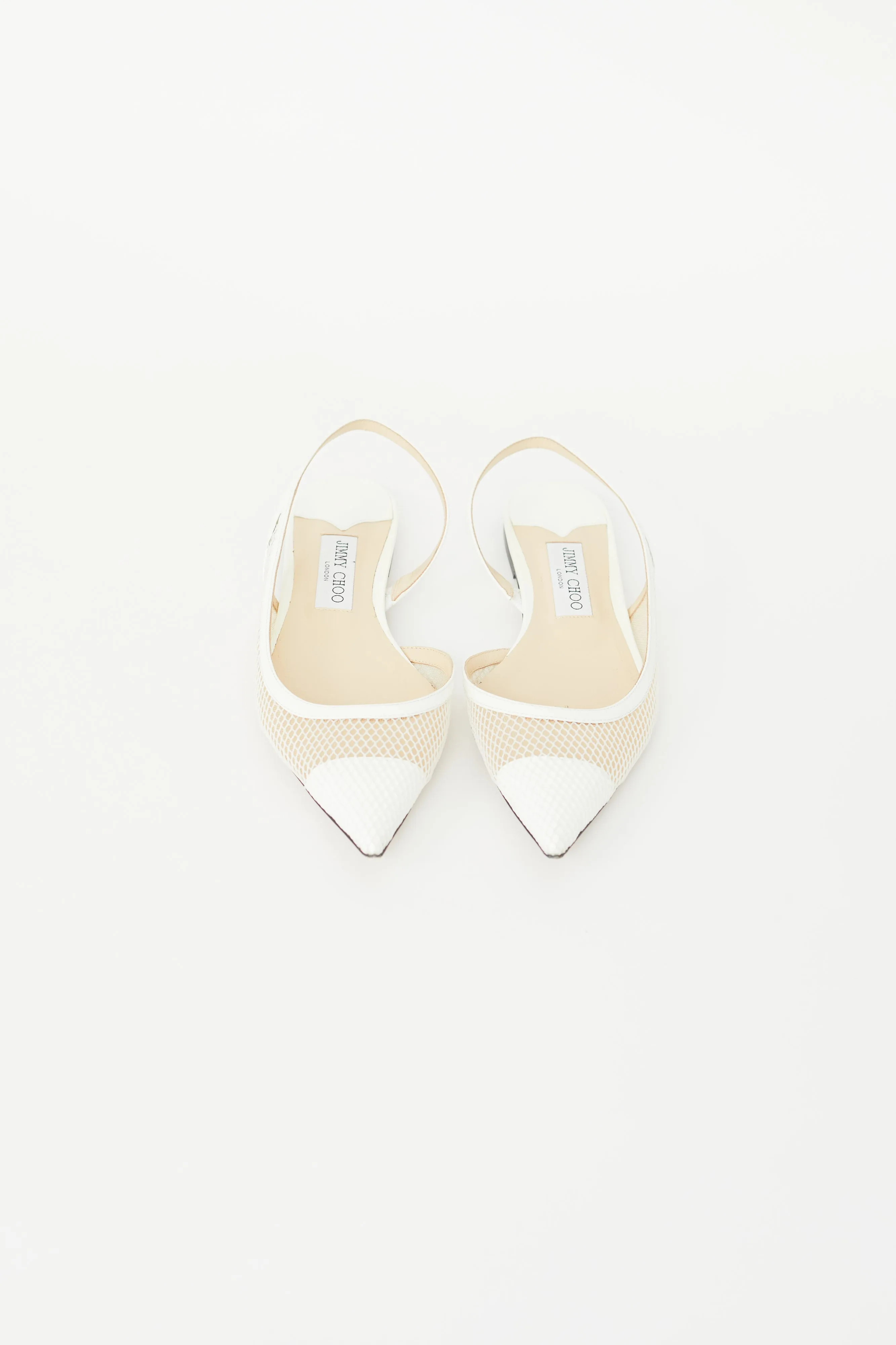White Mesh Fetto Slingback Flat