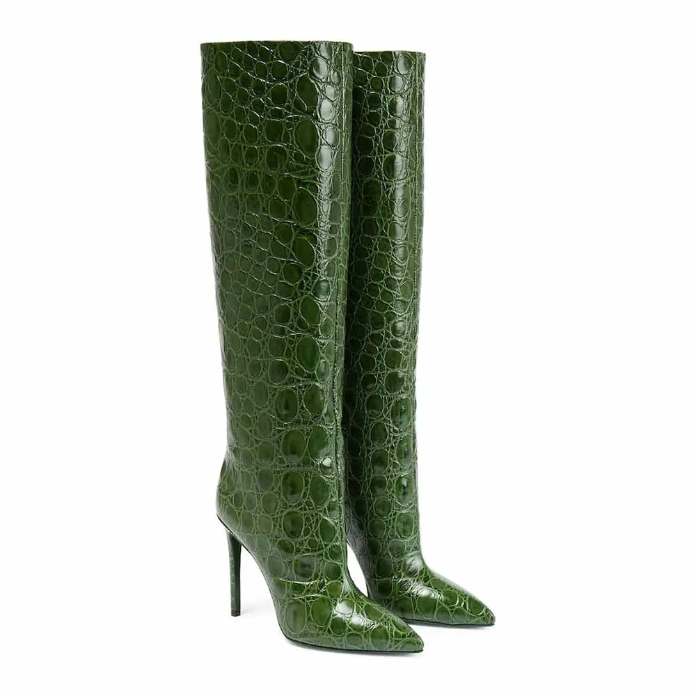 Women pointed toe knee-high boots candy color heeled boot 15 colors