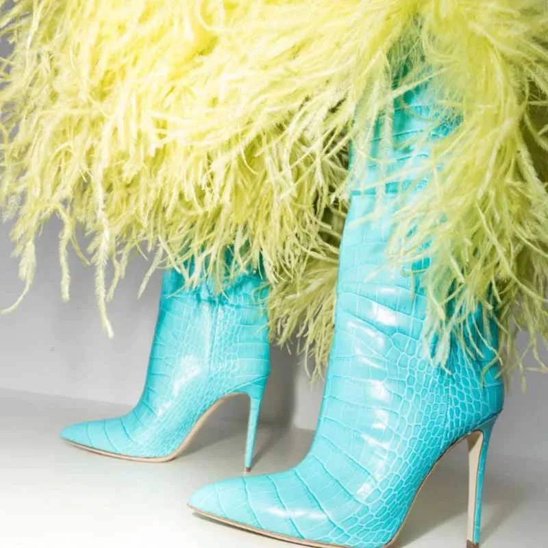 Women pointed toe knee-high boots candy color heeled boot 15 colors