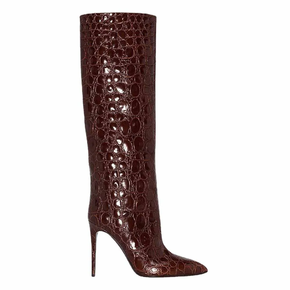 Women pointed toe knee-high boots candy color heeled boot 15 colors