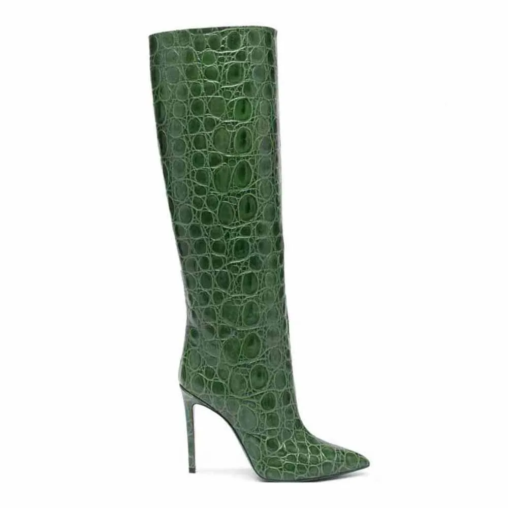 Women pointed toe knee-high boots candy color heeled boot 15 colors