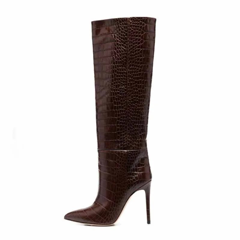 Women pointed toe knee-high boots candy color heeled boot 15 colors