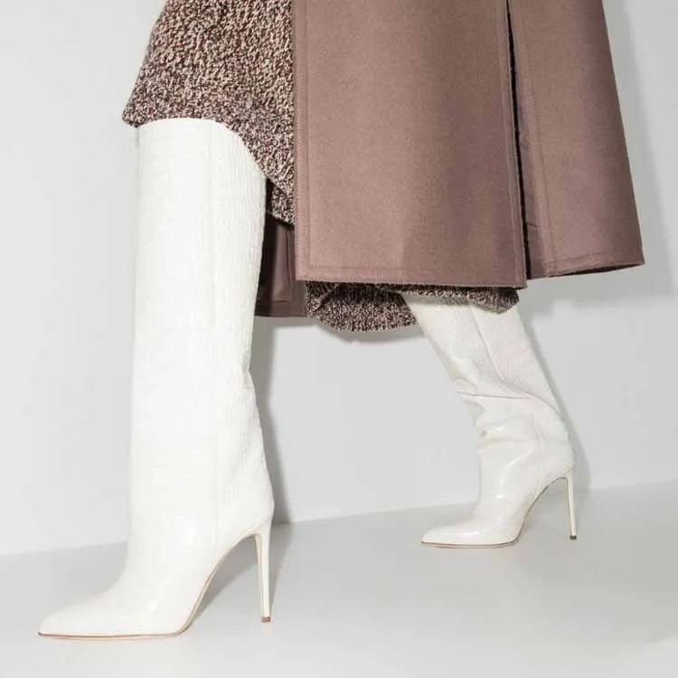 Women pointed toe knee-high boots candy color heeled boot 15 colors