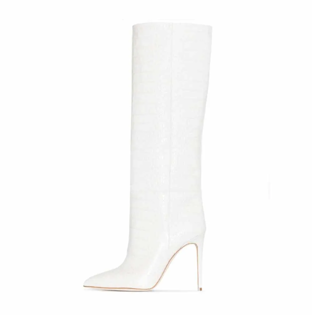 Women pointed toe knee-high boots candy color heeled boot 15 colors