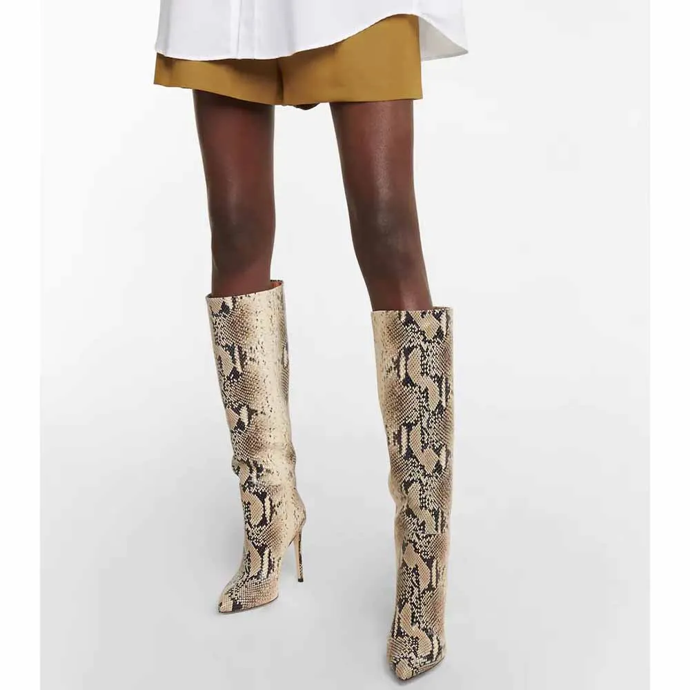 Women pointed toe knee-high boots candy color heeled boot 15 colors