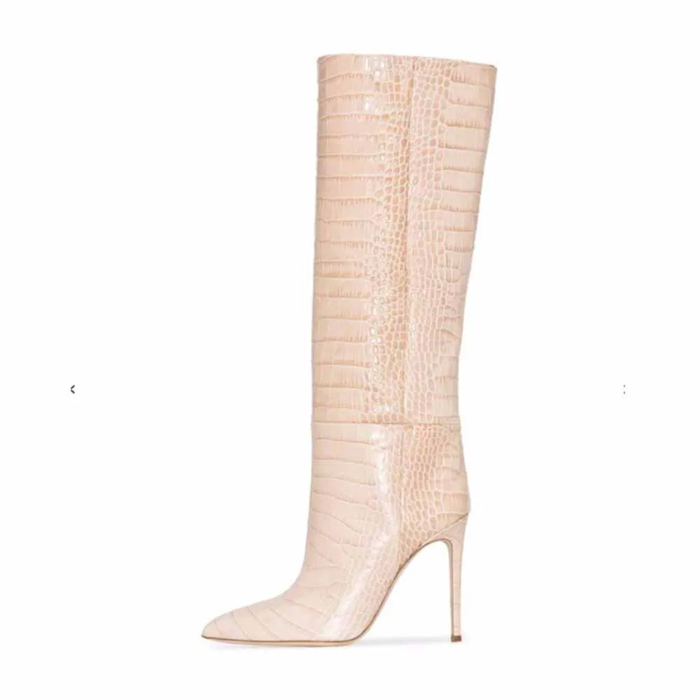 Women pointed toe knee-high boots candy color heeled boot 15 colors