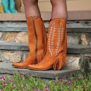 Women's Boots Cowboy Boots Mid Calf Boots Tassel Chunky Heel Bootie