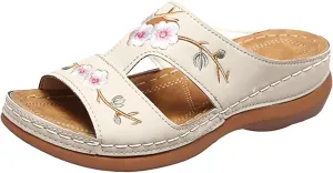 Women's Orthopedic Dressy Summer Comfort Flip Flops Wedge Sandals with Arch Support