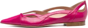 XYD Women Pointed Toe Comfortable Flats Cut Out Curved Real Leather Sandals Easy Walking Low Heel Dress Casual Shoes