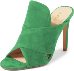 YDN Women Open Toe Stiletto High Heels Backless Mule Pumps Slip On Slide Sandal Dress Clogs Shoes
