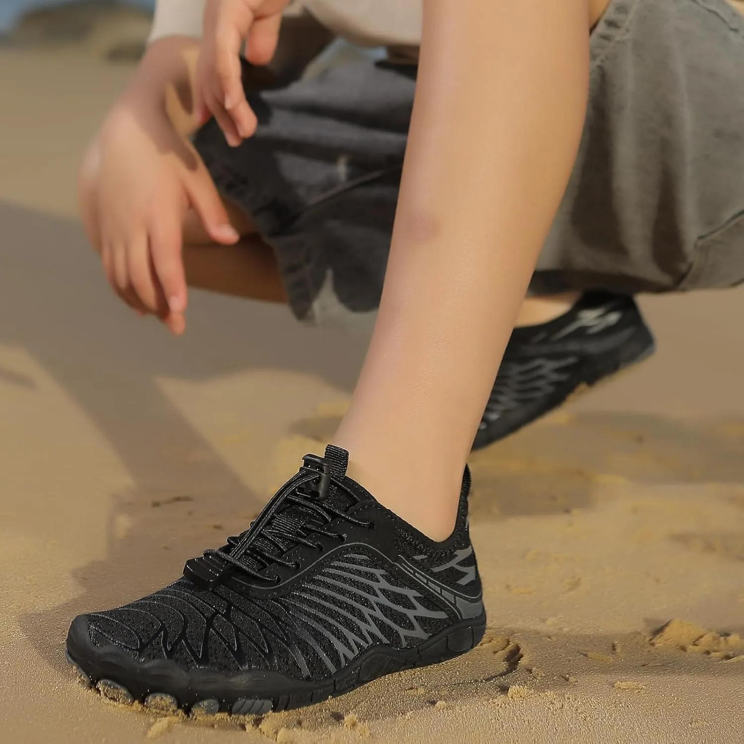 ZWRXW Barefoot Shoes Kids Boys Girls Toddler Shoes Wide Toe Box and Quick-Dry Sand Toddler Breathable Sneakers Tennis Non-Slip Hiking Footwear Comfort Anti-Slip Walking Sneakers